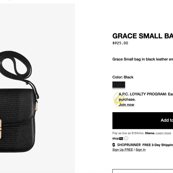 A.P.C. black embossed Grace bag small - Picture 8 of 10